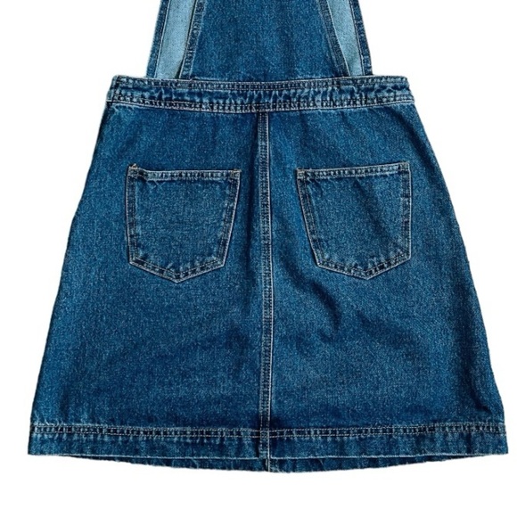Y2K Denim Overall Mini Dress 90s Pinafore Jumper Skirt Blue Jean | Size 4 - Picture 6 of 9